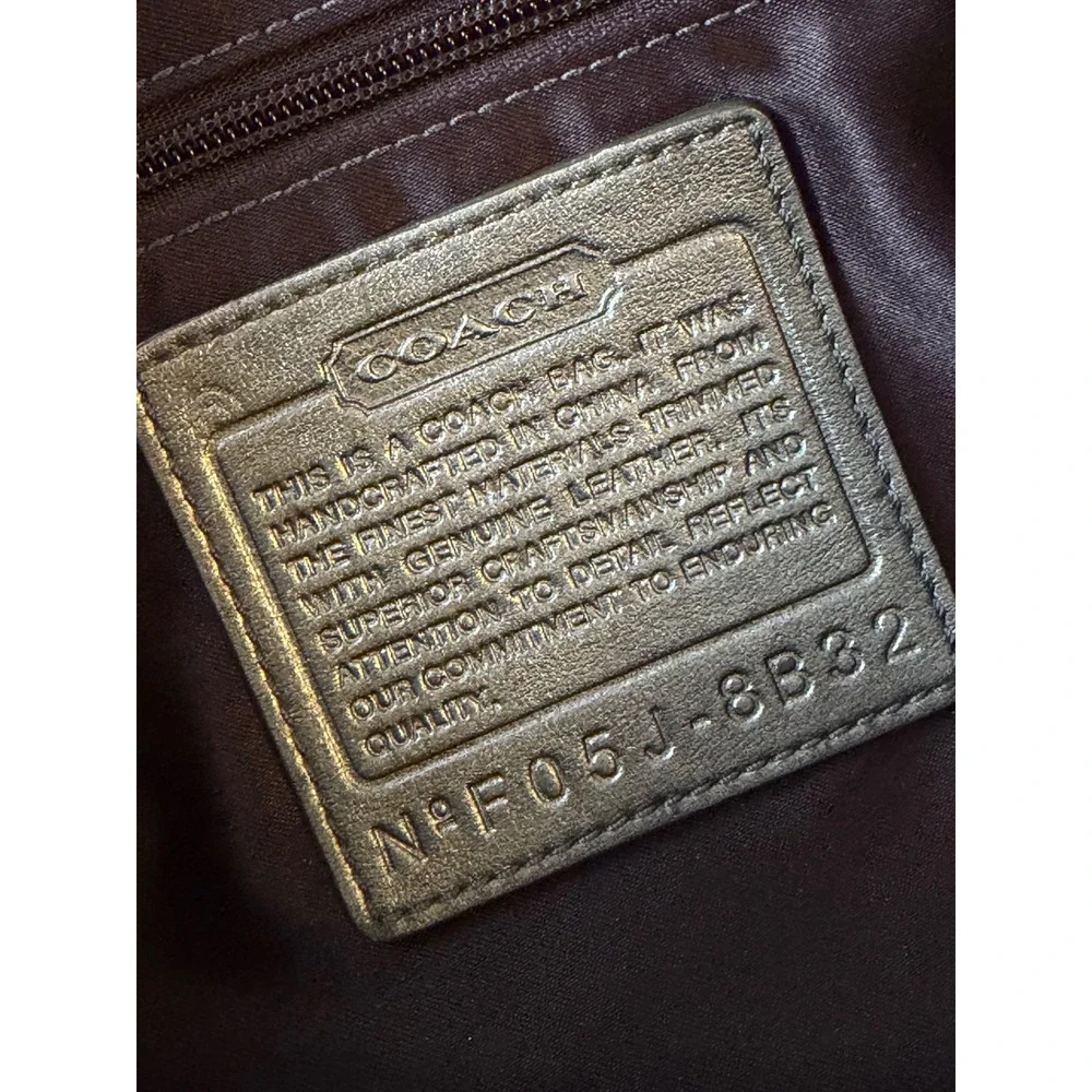 Coach Brown Suede Gallery Tote Bag Metallic Leather Large